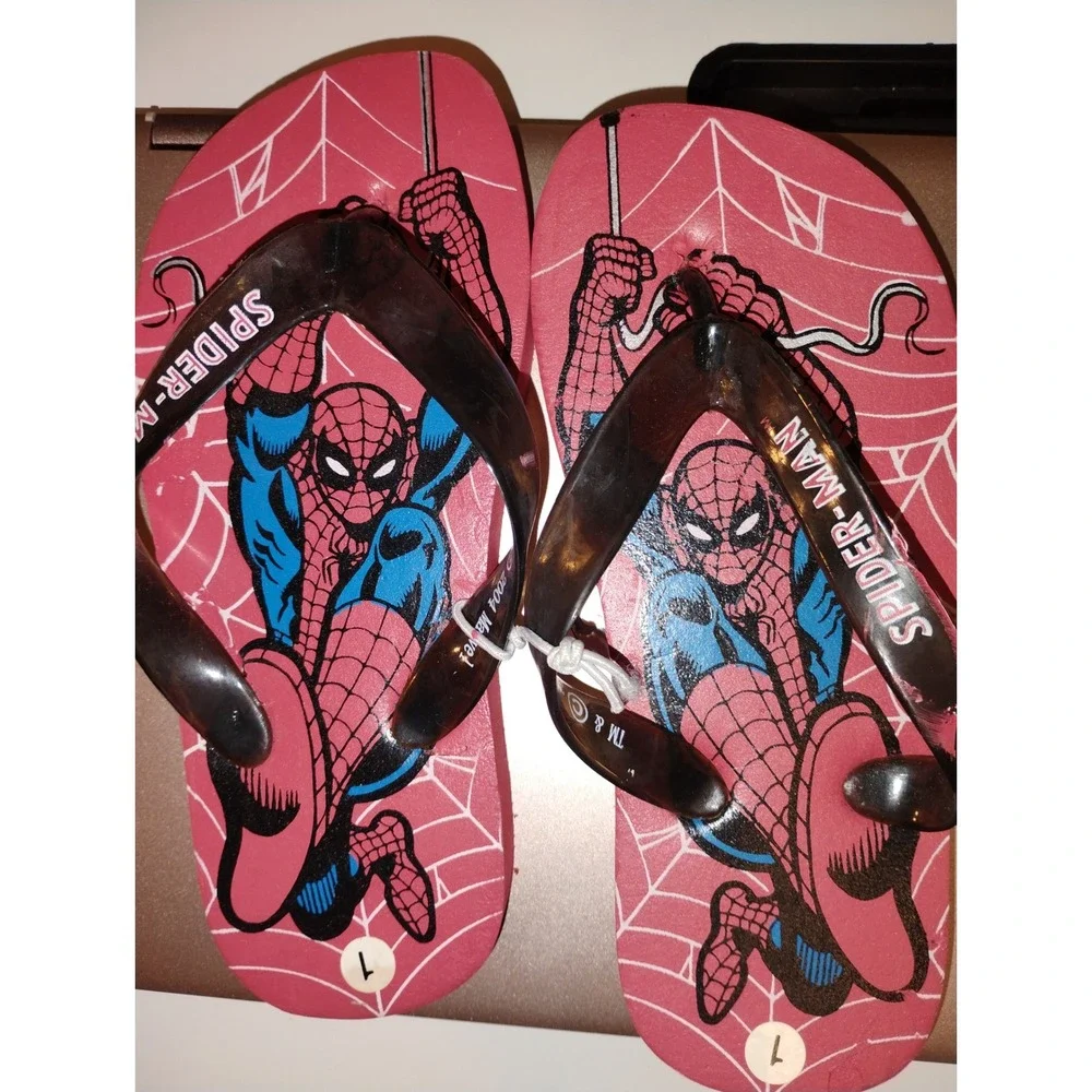 Kids Spider Man Flip Flops Size‎ 1 Red Blue Marvel Thong Sandals